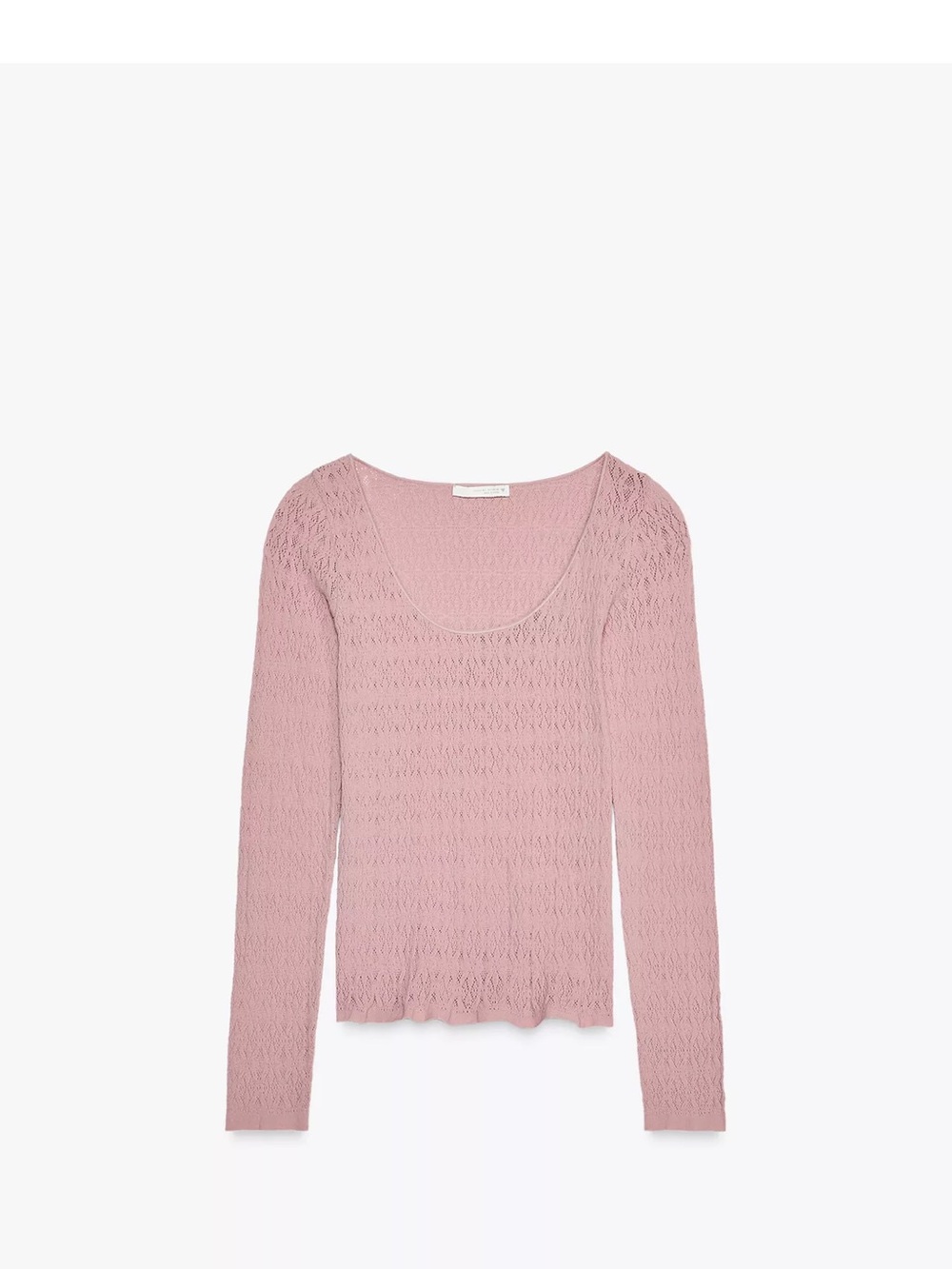 Light Pink Knit Scoop Neck Long Sleeve Top